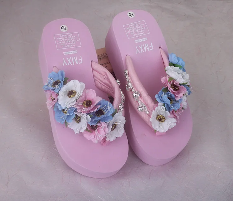 New Diamond Beach Handmade Flip Flops Slippers Beautiful Fashion Cheap Womens Wedges Shoes With High Heel Footwear Online46