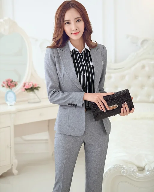 Novedad Grey uniforme Formal de negocios de estilo las