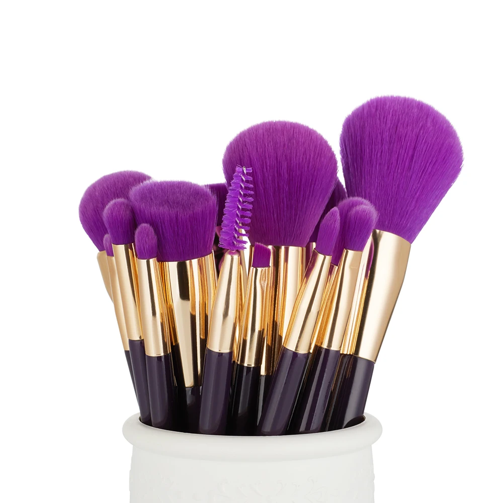 Pincéis de Maquiagem Jessup Escovas Roxo - Darkviolet Conjunto pó Fundação Sombra Eyeyeliner Contorno Labial Corretivo Borrão 15 Pçs 3 de maquiagem conjunto pó fundação eyeshadow delineador