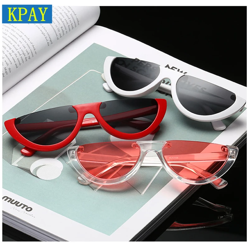 KPAY 2019 Fashion Sun Glasses Female Colorful UV400 Cool Semi Rimless Narrow Frame Lady Cat Eye Sunglasses Women Personality KPAY 2019 Fashion Sun Glasses Female Colorful UV400 Cool Semi Rimless Narrow Frame Lady Cat Eye Sunglasses Women Personality