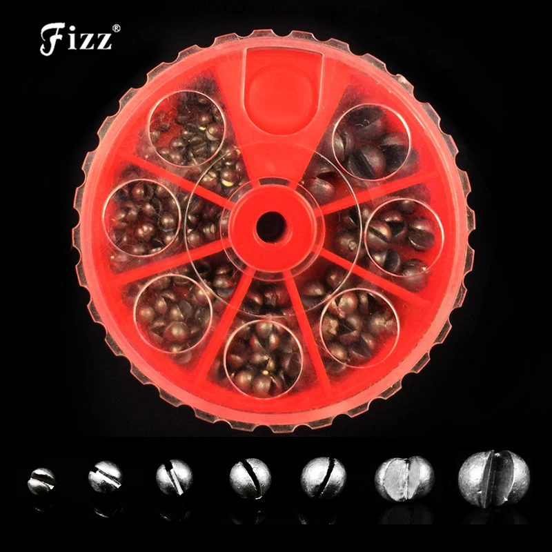 

5/7 Sizes Mini Round Split Lead Sinkers Set Fishing Lead Weights in Fishing Accessories Box 0.2g 0.28g 0.38g 0.5g 0.8g 1.6g 2.0g