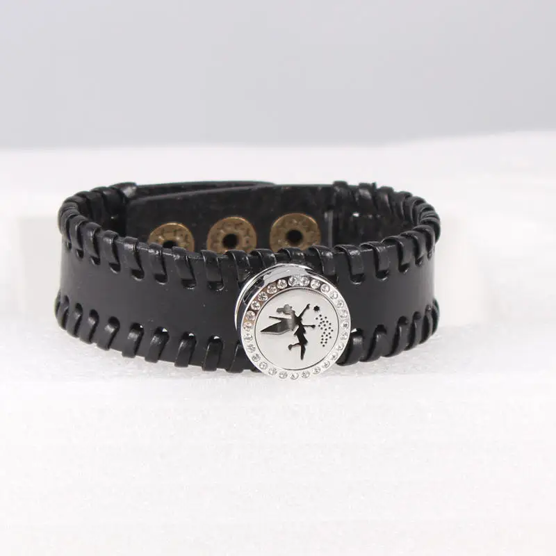 20 мм кристаллы ароматерапия медальон браслет из нержавеющей стали духи с кожаным