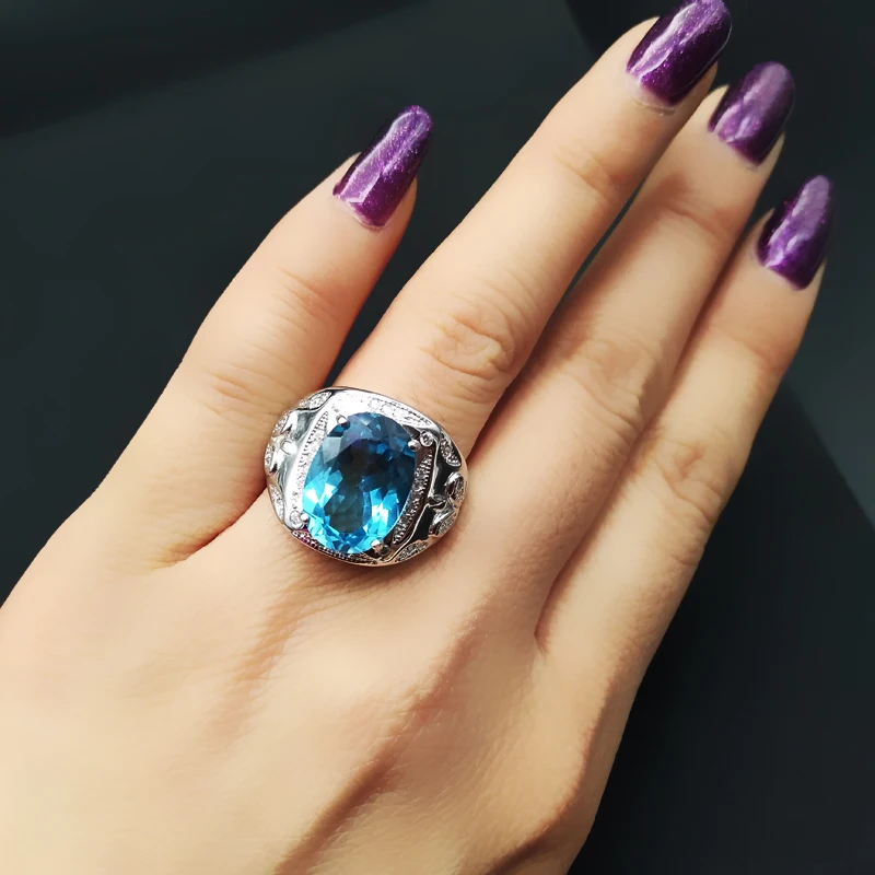 Shilovem кольцо из серебра 925 пробы с натуральным топазом, открытое мужское кольцо, модное ювелирное изделие, юбилей, j101401agb