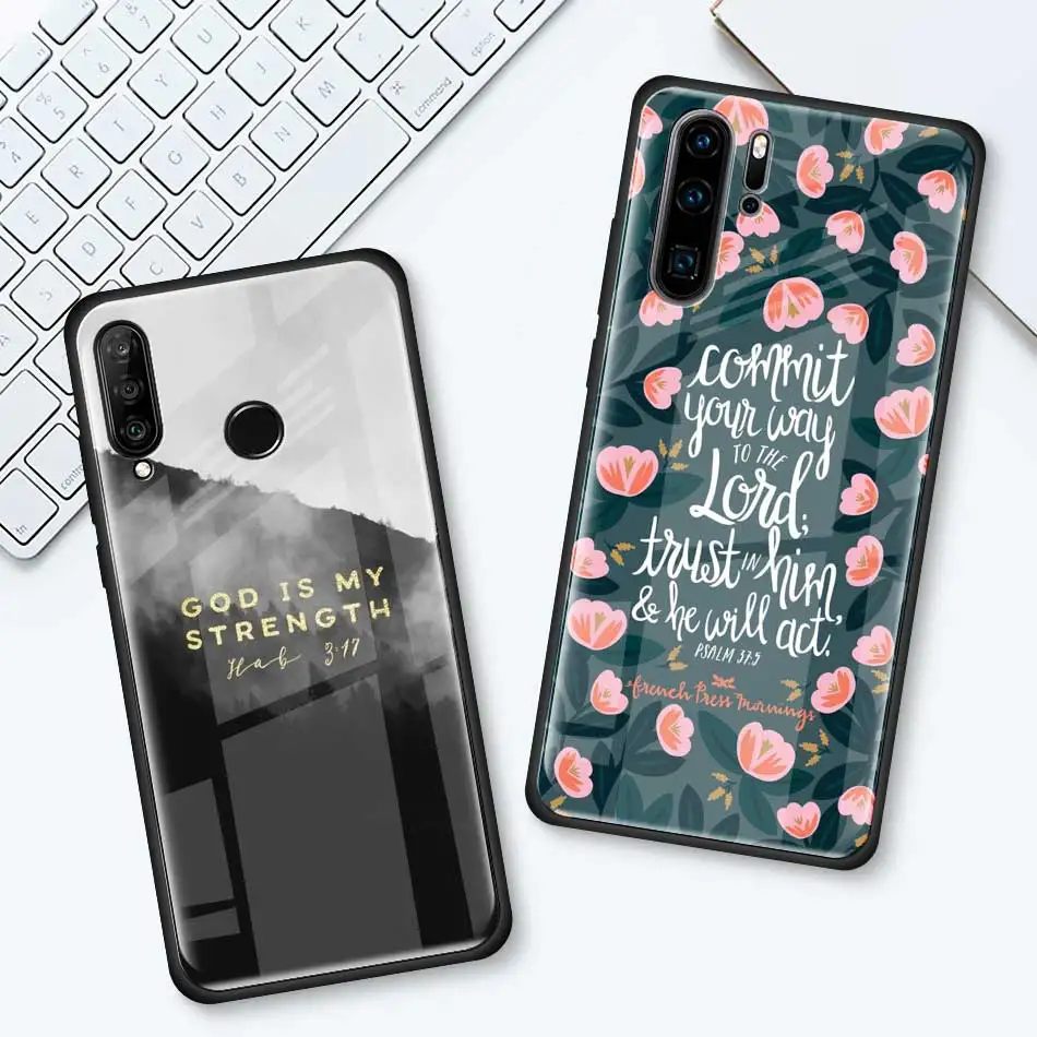 Чехол из закаленного стекла Bible verse для Huawei P30 P40 Pro Plus P20 Lite P Smart 2019 Nova 5i 5T 5z 7i