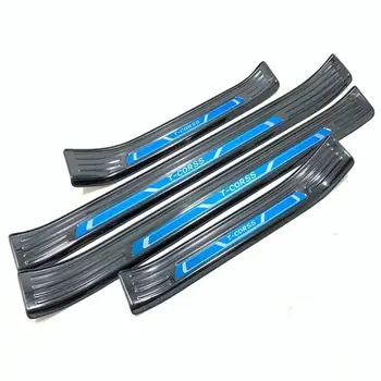 

For Volkswagen T-CORSS 2018 2019 Car Styling Accessories Stainless Steel Door Sill Scuff Plate Guard Car Sticker Protector Cover