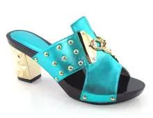 Artikel-nr. yh15-1784 grün erhältlich mode Italienische passende schuh-und taschensatz für party und hochzeit African damen heels pantoffel
