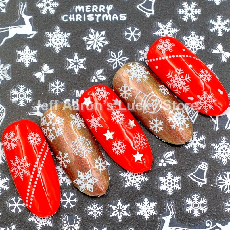 

5 sheets self-adhesive Christmas nail sticker decals for nail art decorations snowflake manicure fake nails accessories tool new