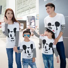 2016 Long Sleeve T-shirt Family Cartoon Mouse Long Sleeve Family Matching Outfits Mother And Son T-shirt Dress Mouse Family
