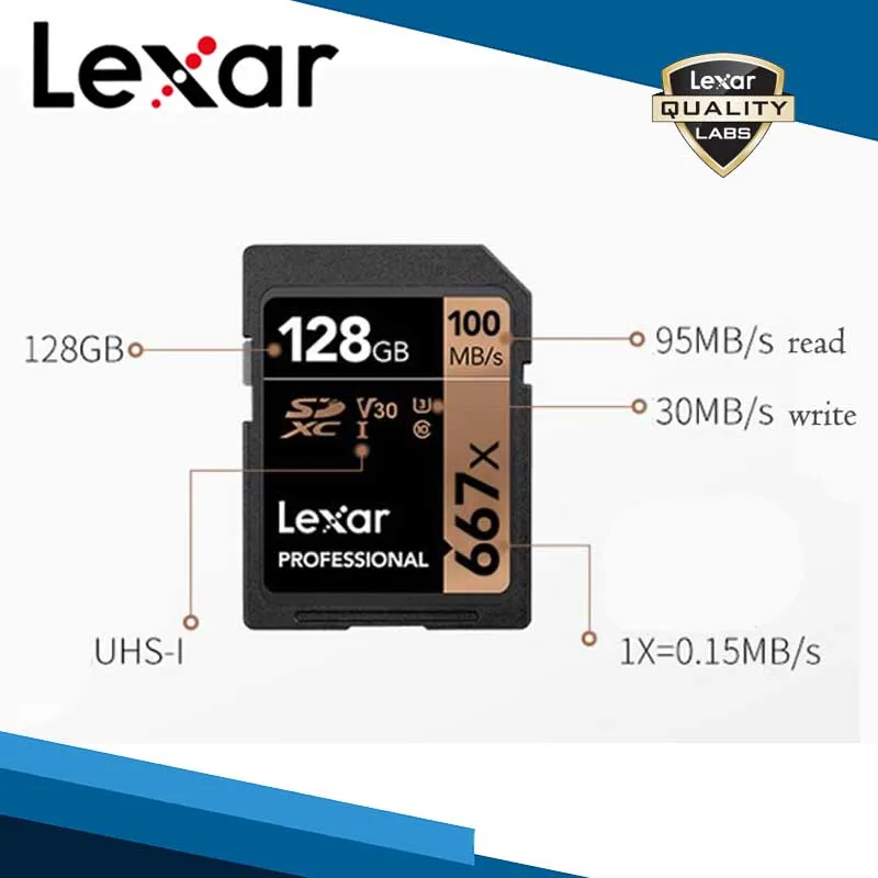 Lexar sd-карта 100 м/с 633x256 ГБ U3 SDHC 128 ГБ V30 64 Гб C10 SDXC карта памяти 10 класс для хранения видео камеры 1080p 3D 4K