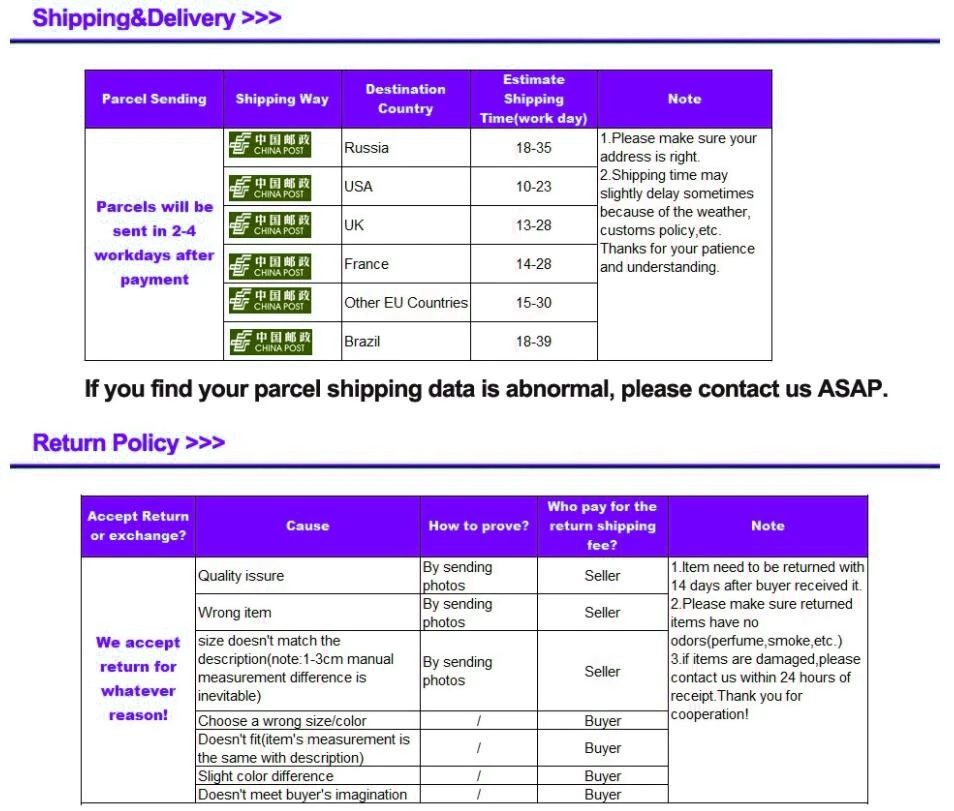 shipping& Return