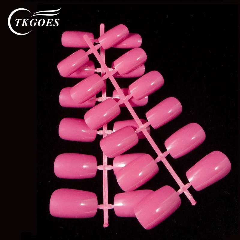 TKGOES 120PCS False Nail Tips Short Design Acrylic Fake Nails Pink