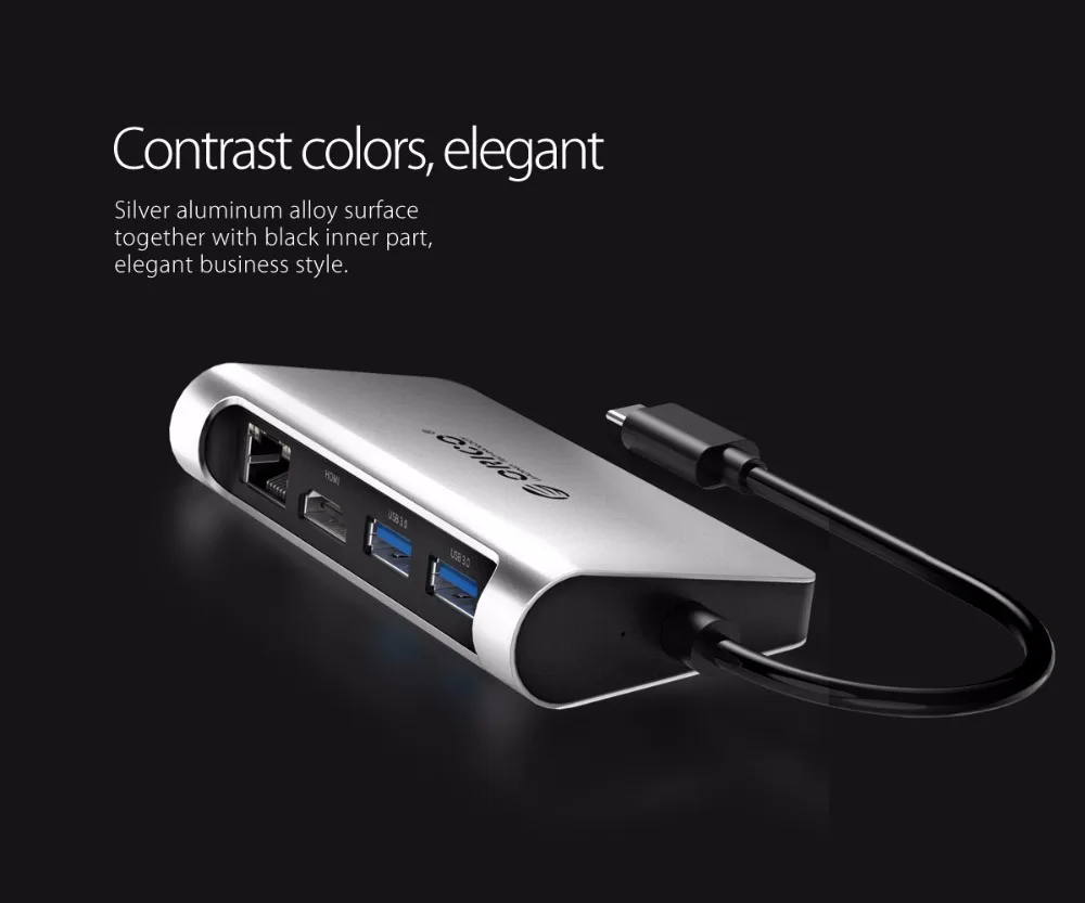 ORICO usb-хаб из алюминиевого сплава type-C концентратор USB C для HDMI/type-C/USB3.0/RJ45/PD зарядный концентратор USB3.0 концентратор