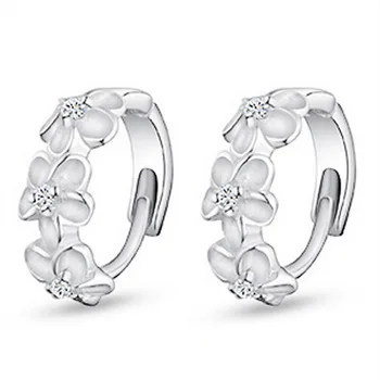 

hight Quality Wholesale Fashion Jewelry Silver Plated Crystal Hoop Dangle Flower Buckle Earrings earring