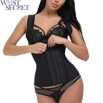 

WAIST SECRET Shaping 9 Steel Boned Big Hooks Latex Body Shaper Waist Cincher Bustier Corpetes Espartilhos Women Waist Trainer