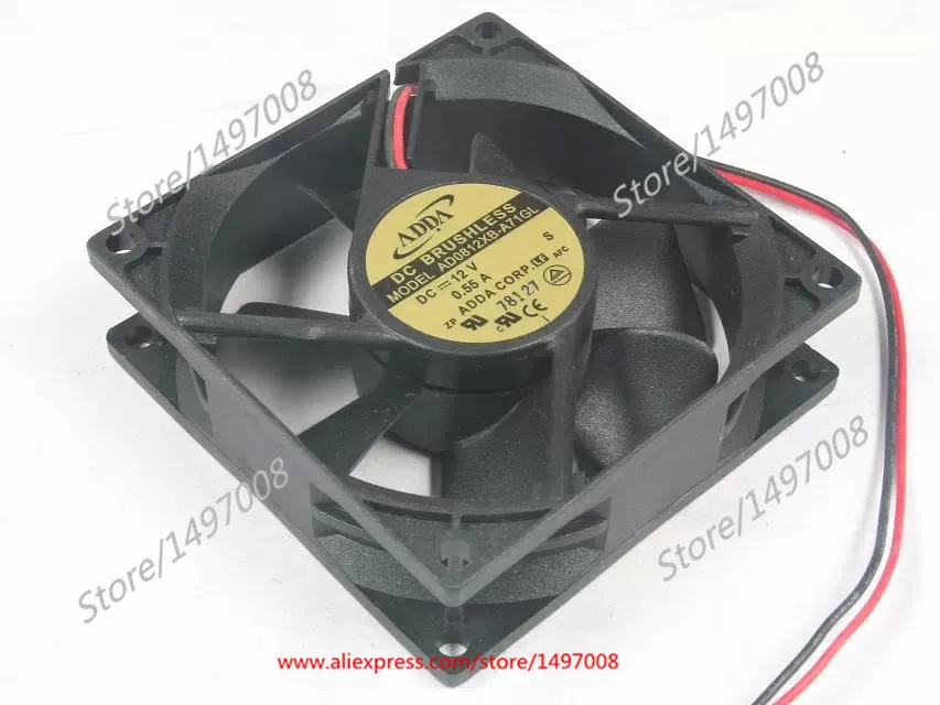 

ADDA AD0812XB-A71GL S DC 12V 0.55A 2-wire 2-pin connector 80x80x25mm Server Square fan Free Shipping
