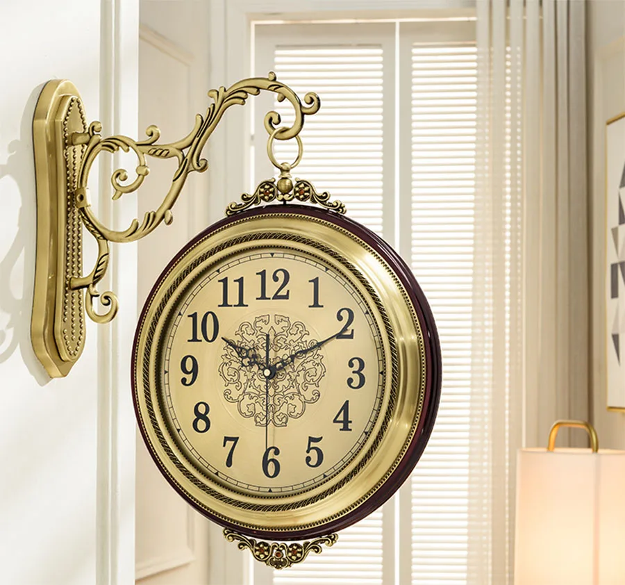 Горячие Uxury металлические настенные часы большой в европейском стиле бытовые настенные часы Премиум кварцевые часы украшение для дома подарок