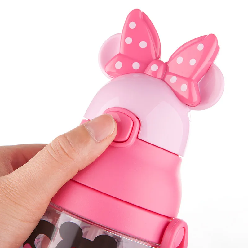 400-500ML Kids Baby Straw Bottle Water Cup Automatic Button Cartoon School Water Cups Leak-Proof Baby Drink Cup With Handle