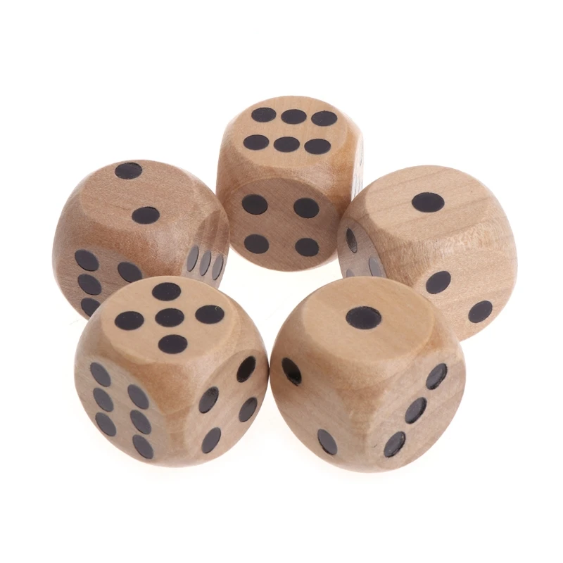 5pcs 6 Sided Wood Dice Mahjong Party Number Or Point Round Coener Kid Toys Game