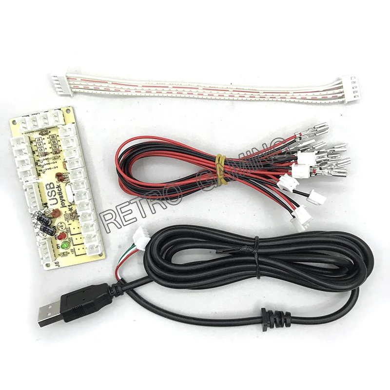 Yellow and Green Tongmisi Zero Delay Arcade Joystick and Button Kit USB Encoder Transparent Push Button with Cables for Arcade Game Machine MAME //PC //Raspberry Pi