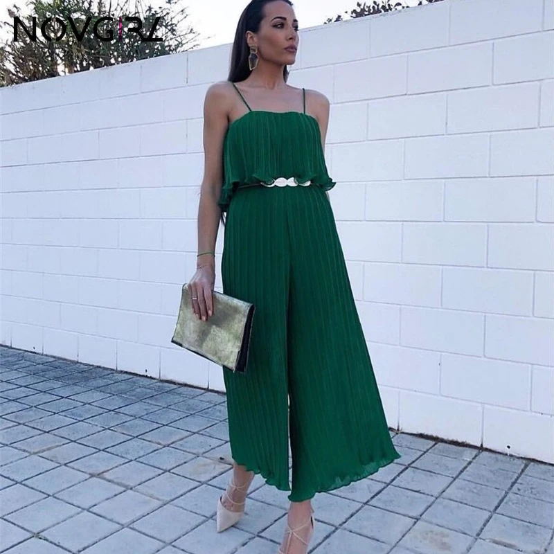 Novgirl Boho Strap Ruffles Pleated Chiffon Jumpsuit Women 2019 Summer Sexy Sleeveless Wide Leg Overalls Beachwear Rompers Green
Novgirl Boho Strap Ruffles Pleated Chiffon Jumpsuit Women 2019 Summer Sexy Sleeveless Wide Leg Overalls Beachwear Rompers Green