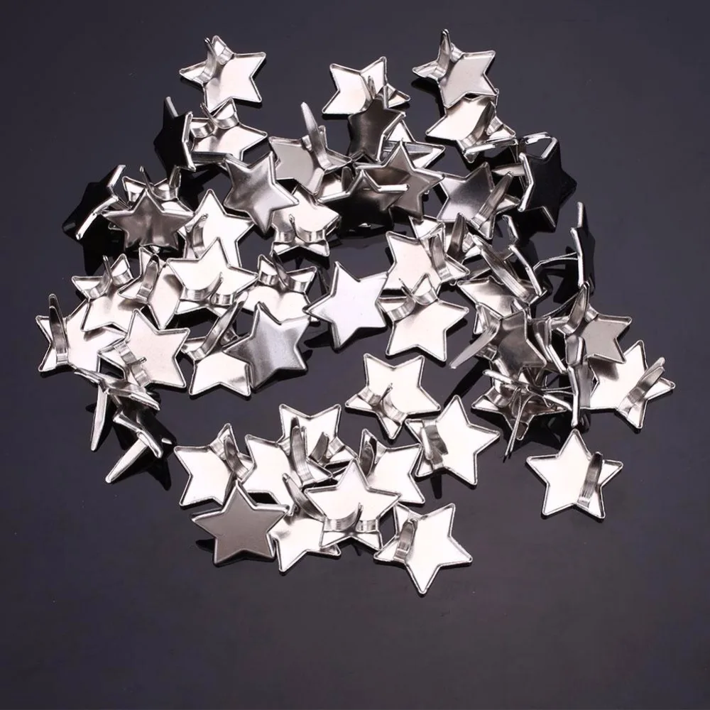 DIY 100 шт серебряный цвет пятиконечная звезда штифты для скрапбукинга Украшение звезда в форме украшения ногтей для ручной работы