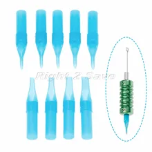 45 шт. Наконечник иглы для татуажа одноразовая шапочка насадки на тюбик синий Пластик стерилизованный круглый плоский рот 3R 5R 7R 9R 11R 5F 7F 9F 11F
