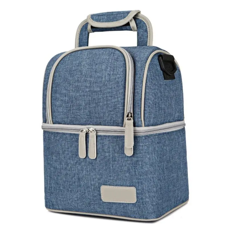 

School Backpack Double Layer Fashion Portable Food Cooler Picnic Bags for Women Thermal Lunch Box Kids Milk Bag