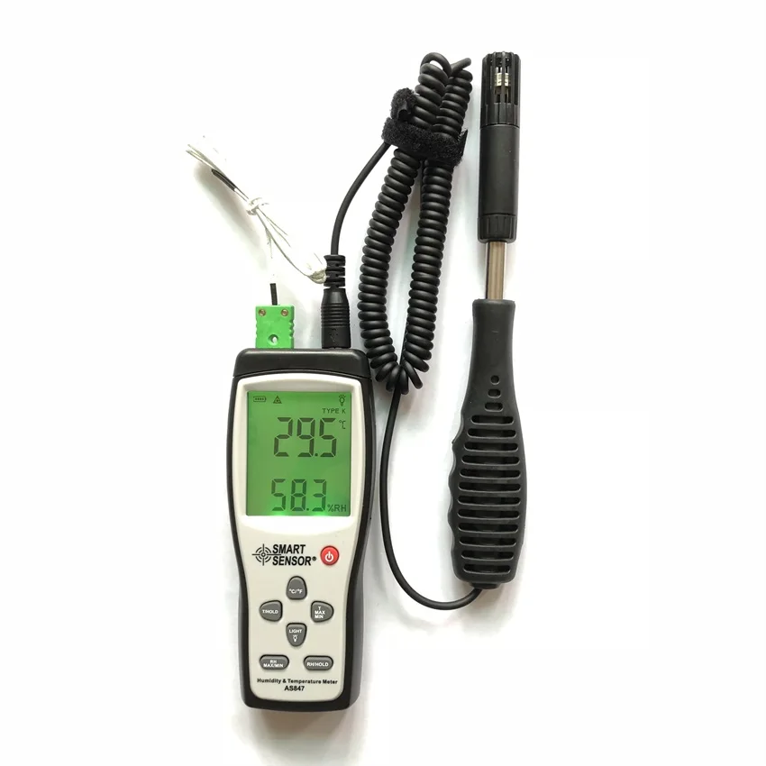 Smartsensor AS847 Сплит цифровой гигрометр Влажность 2 в 1 К Тип термопары Датчик влажности Датчик температуры и влажности