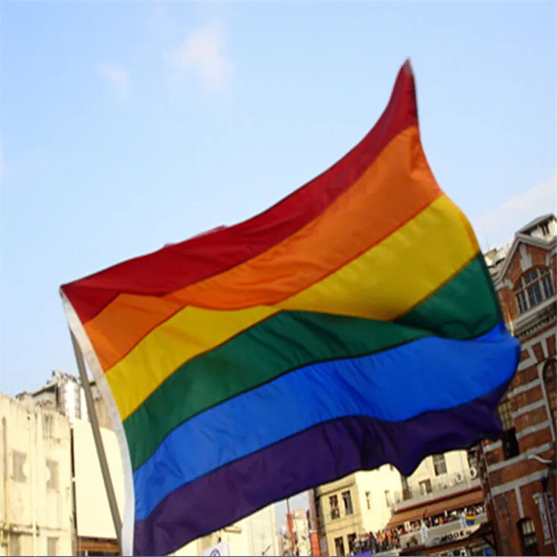 buy Rainbow Flag Colorful Rainbow Peace Flags Banner LGBT Flag Lesbian Gay Parade Flags Home Decoration 86*150cm