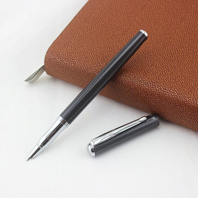 Launched Black Brushed Metal Fountain Pen EF Nib with Converter Ink & Gift Box for Office Business | Канцтовары для офиса и