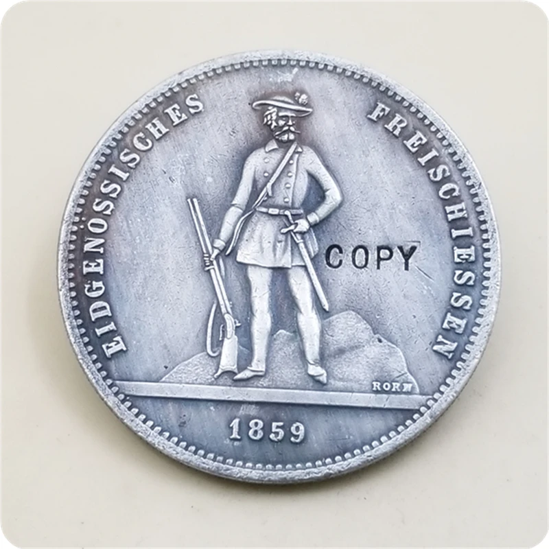 1859 г. Швейцария 5 франков (фестиваль стрельбы) копия монет бесплатная доставка |