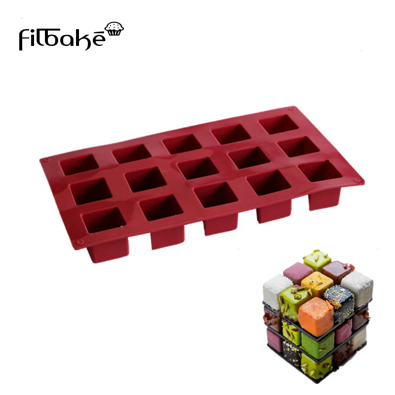 FILBAKE Silicone 15 Cavity Magic Square Cake Molds For Mousse Baking Moulds Mold Creative