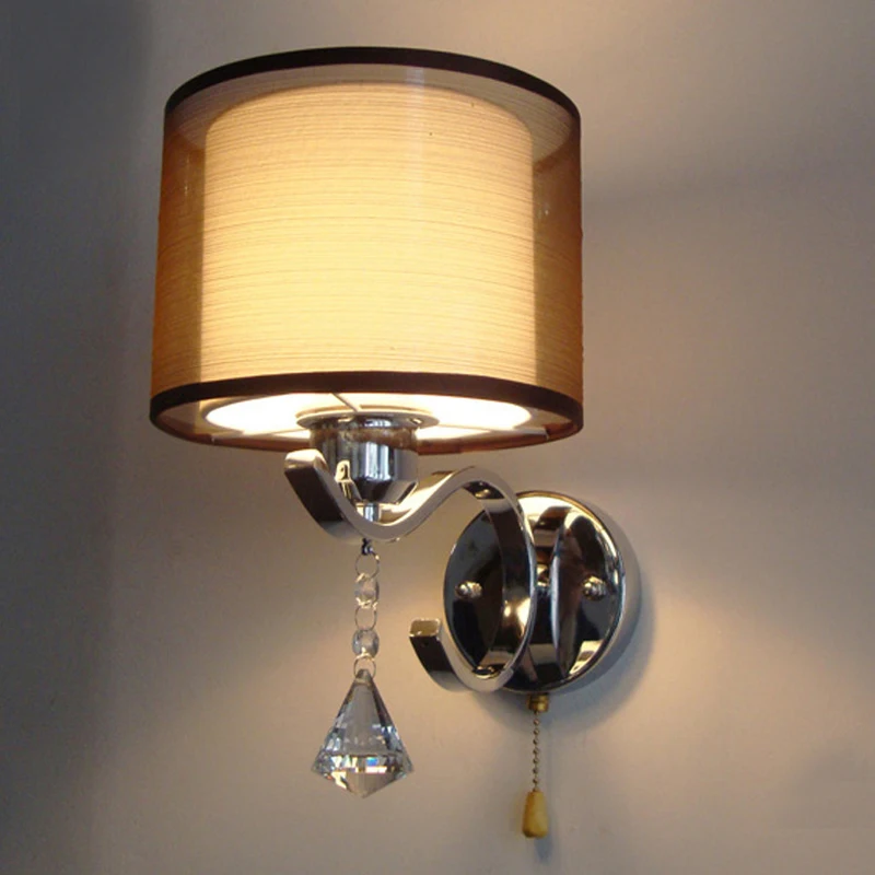 Nordic-modern-iron-LED-Wall-Lamps-with-coffee-color-cloth-lampshade-Home-Bedroom-bedside-aisle-Wall