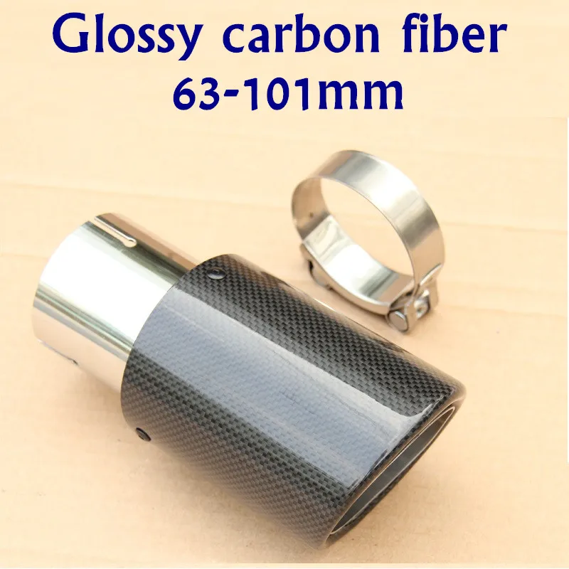 

50pcs IN63mm OUT101mm Car Styling Top Quality Car Carbon Fiber Exhaust End Tips Pipes For Universal Carbon Exhaust Tips