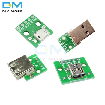 

10PCS Mini/Micro USB to DIP Type A Female/ Male USB Adapter Converter for 2.54mm PCB Board DIY Power Supply Module For Arduino