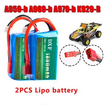 

DXF 2PCS Li-Polymer 2S Lipo Battery 7.4V 1800mah 20C Max 40C for Wltoys A959-b A969-b A979-b K929-B RC Car Parts