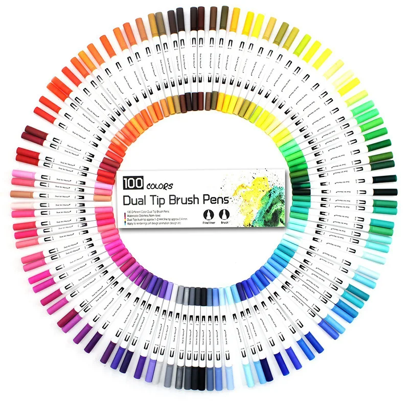 

Dual Brush Pens Calligraphy Pen Set With Hand Lettering Guide Book Fine Liner Soft Brush Tip Markers