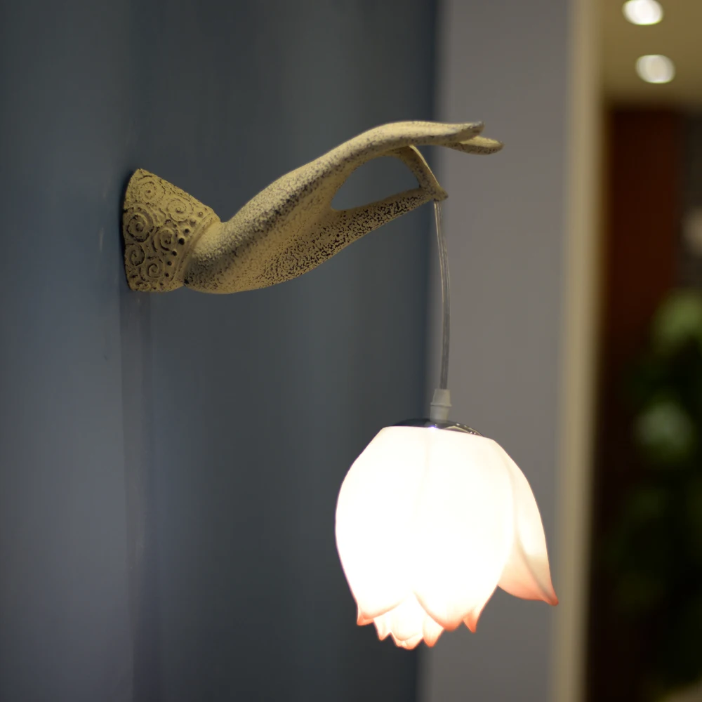 

Chinese Lotus wall residential lighting restaurant modern transparent corridor lotus Individual unique wall lamp FG790
