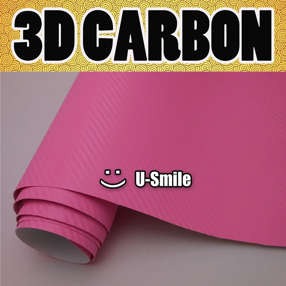 Розовая 3D виниловая пленка из углеродного волокна розовая воздушная для