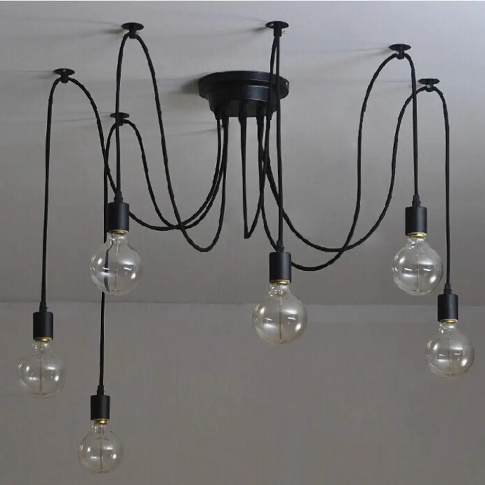 Cabeças do Vintage Lâmpada de Teto Industrial Estrutura Simples Edison Luz Pingente Iluminação 6 9 Luzes de teto