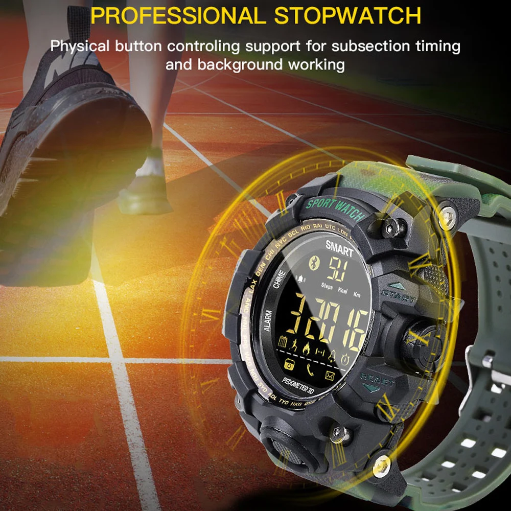 VESTMADRA EX16S Sport Bluetooth Smart Watch IP67 Waterproof Pedometer Smartwatch Alarm Clock Stopwatch Long Standby Wristwatch