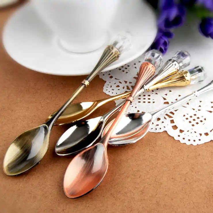 Buy 5pcs/set Crystal Decoration Spoons Zinc Alloy Tea