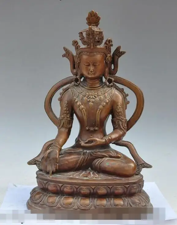 

song voge gem S6913 14" tibet buddhism pure Purple bronze white tara Kwan-Yin Goddess buddha statue