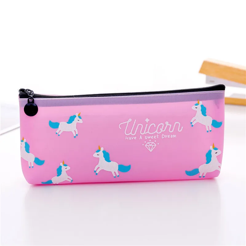 

New Pencil Case Animal School Supplies Candy Colors 19*10cm Plastic PVC Students Pencil Bag for Girls