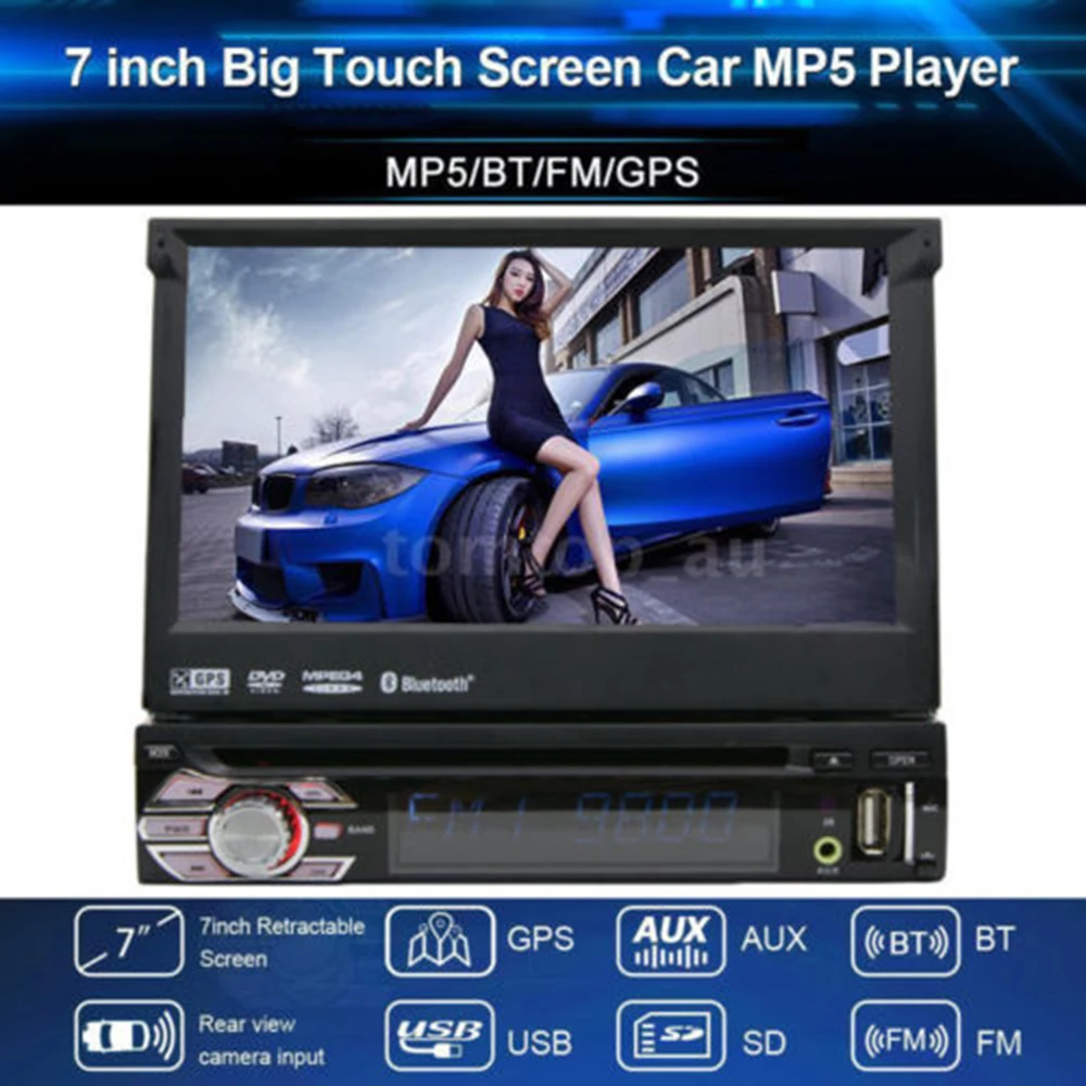 

Single 1 DIN Universal 7" Car GPS Navigation DVD Player Radio Stereo Multimedia Touch screen ipod USB+Free Camera+8GB MAP Card