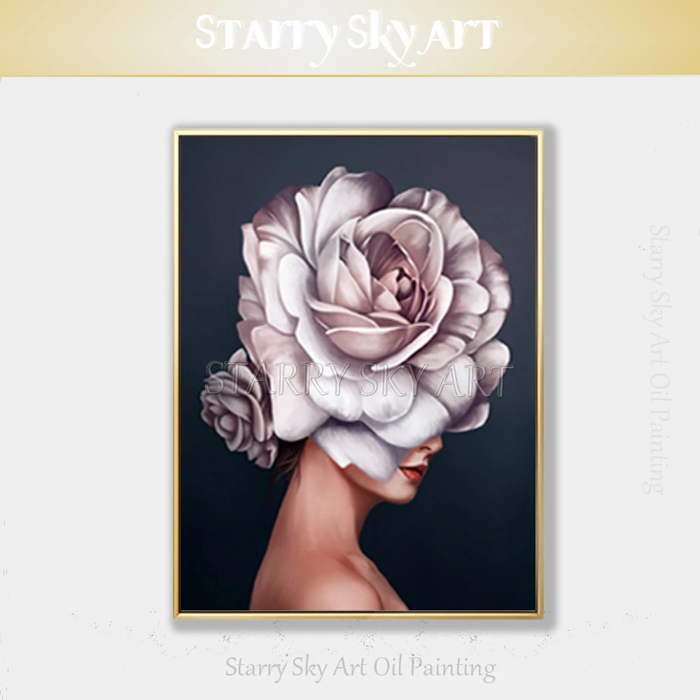 Excellent Artist Hand Painted High Quality Luxury Wall Art Lady Face With Flower Portrait Oil Painting For Salon Wall Decoration Painting Calligraphy Aliexpress