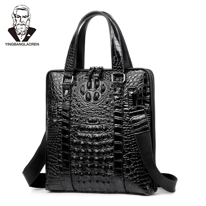 الراقية نمط تمساح يد الرجال جلد البقر حقيبة أعمال الكتف Crossbody حقيبة الذكور حقيبة ساعي السفر حقيبة