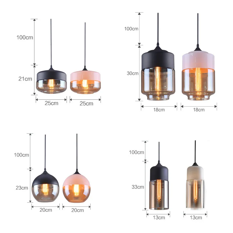 Vintage Retro Pendant Light Hanging Amber Glass Antique Loft Indoor Pendant Lamp Edison Decorative Drop Light Restaurant Pendant Light (4)