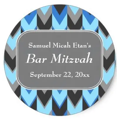 

1.5inch Blue and Gray Chevron Pattern Bar Mitzvah Classic Round Sticker