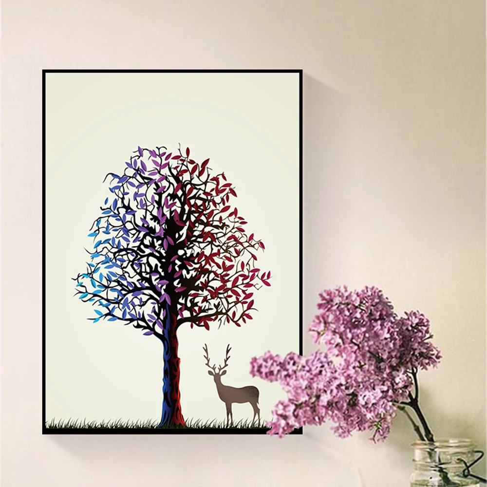 

Unframed HD Deer Under Tree Print Painting On Canvas Wall Art Picture Decorative For Study Room Home Decoration LZ838